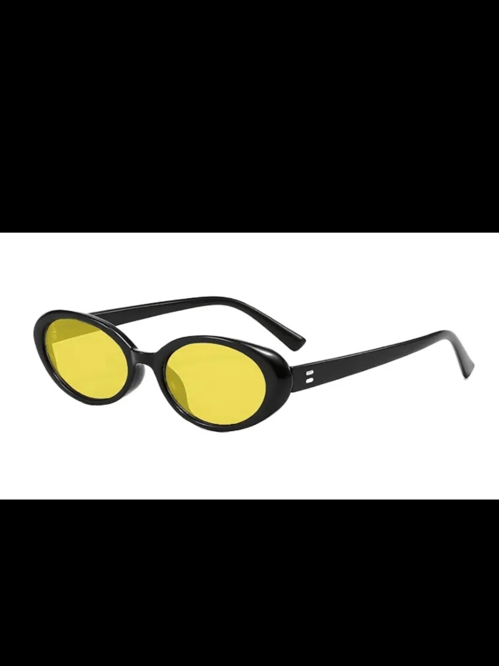 Black Frame Yellow Lens Oval Sunglasses - Women Accessories - Picture 3 of 12